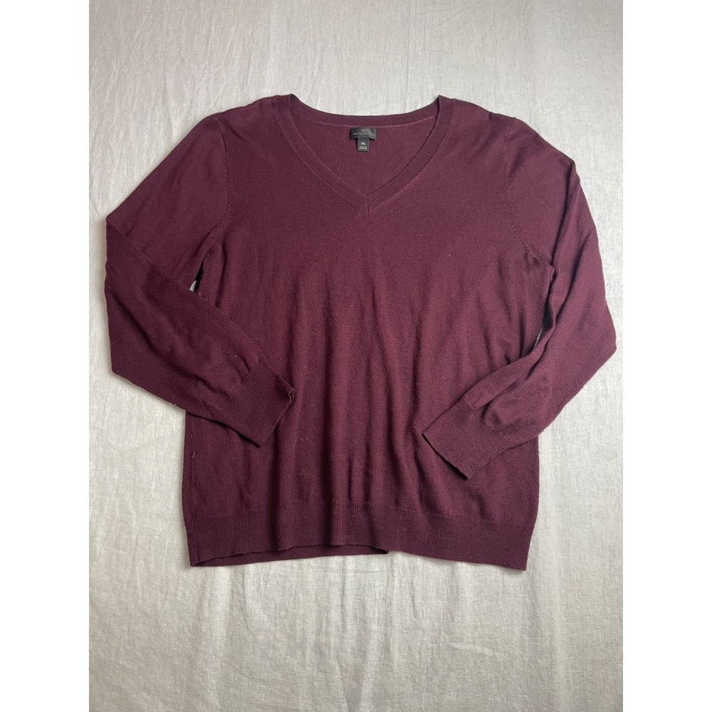 Worthington Red Mens Size XXL V-Neck Classic Minimalist Preppy Pullover Sweater